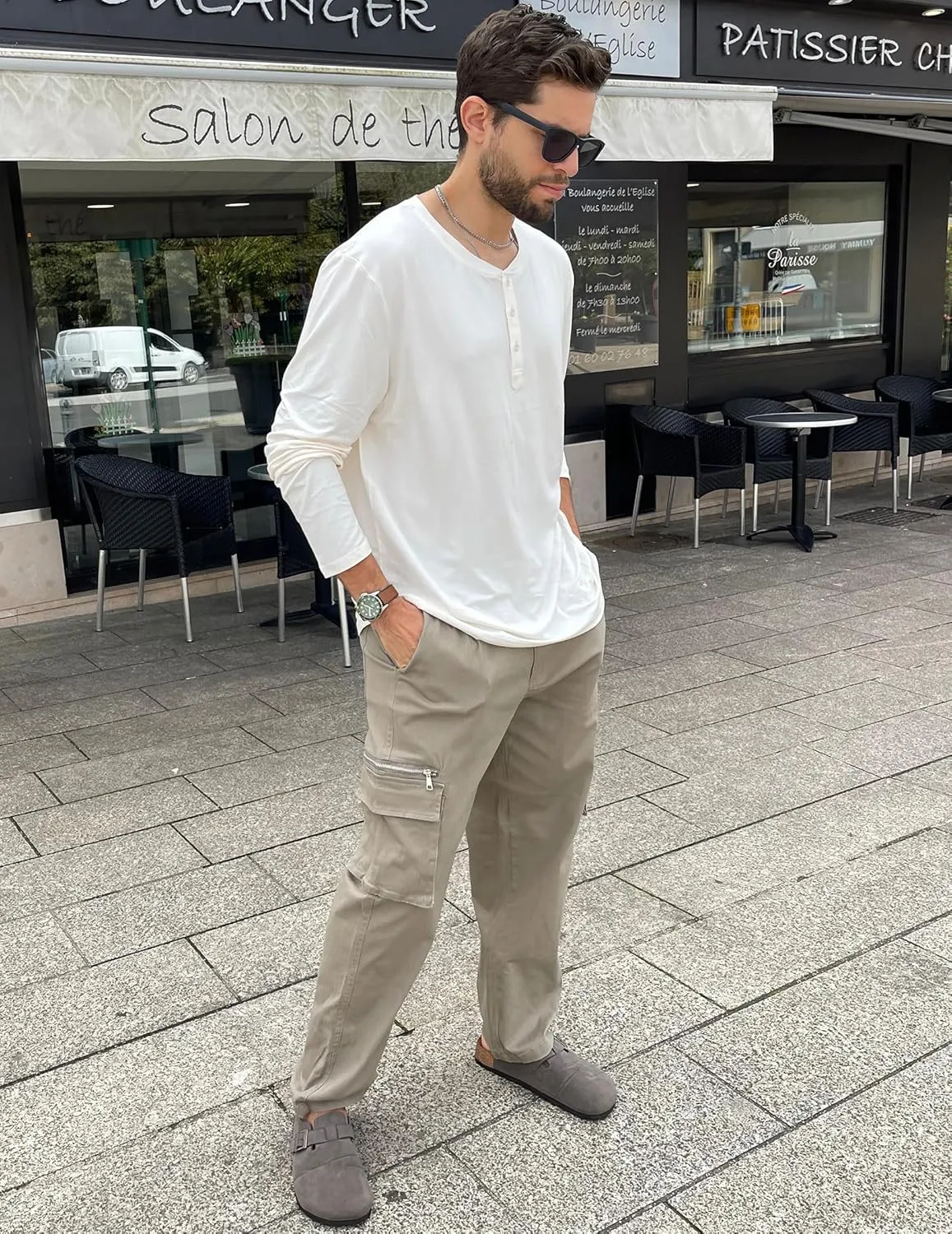 COOFANDY Men's Cotton Cargo Pants Relaxed Fit Elastic Waist Casual Pants Stretch Work Cargo Pant with Pockets
