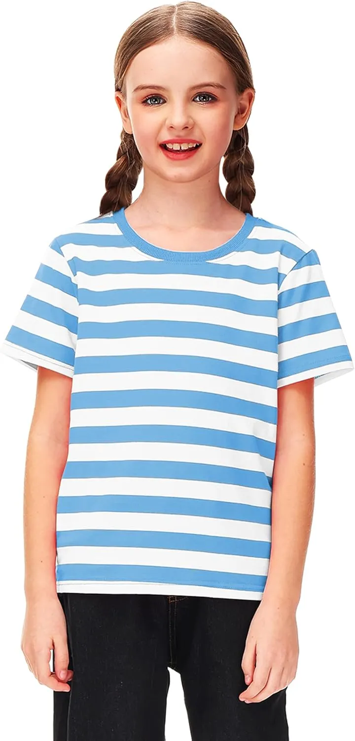 Deerose Kids Striped Shirts Short Sleeve Boy Girls July 4th Patriotic Tee Top 3-14 Years