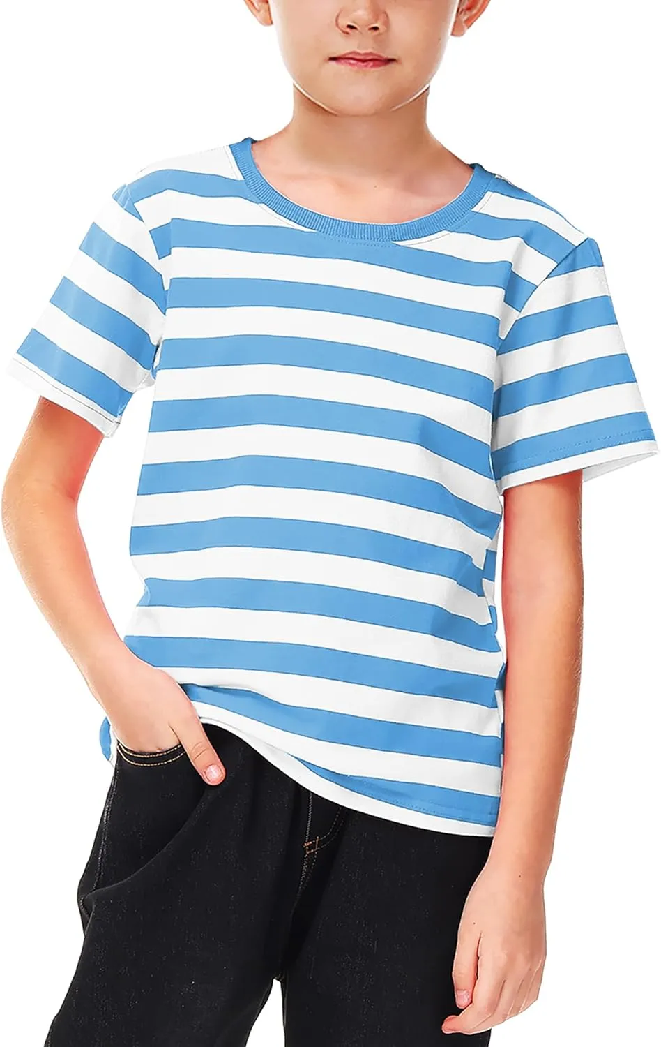 Deerose Kids Striped Shirts Short Sleeve Boy Girls July 4th Patriotic Tee Top 3-14 Years