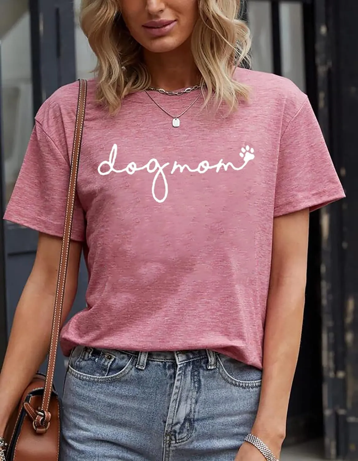 Dog Mom T-Shirt Women Funny Mama O-Neck Graphic Tees Casual Loose Short Sleeve Tops Dog Lover Gift Blouse