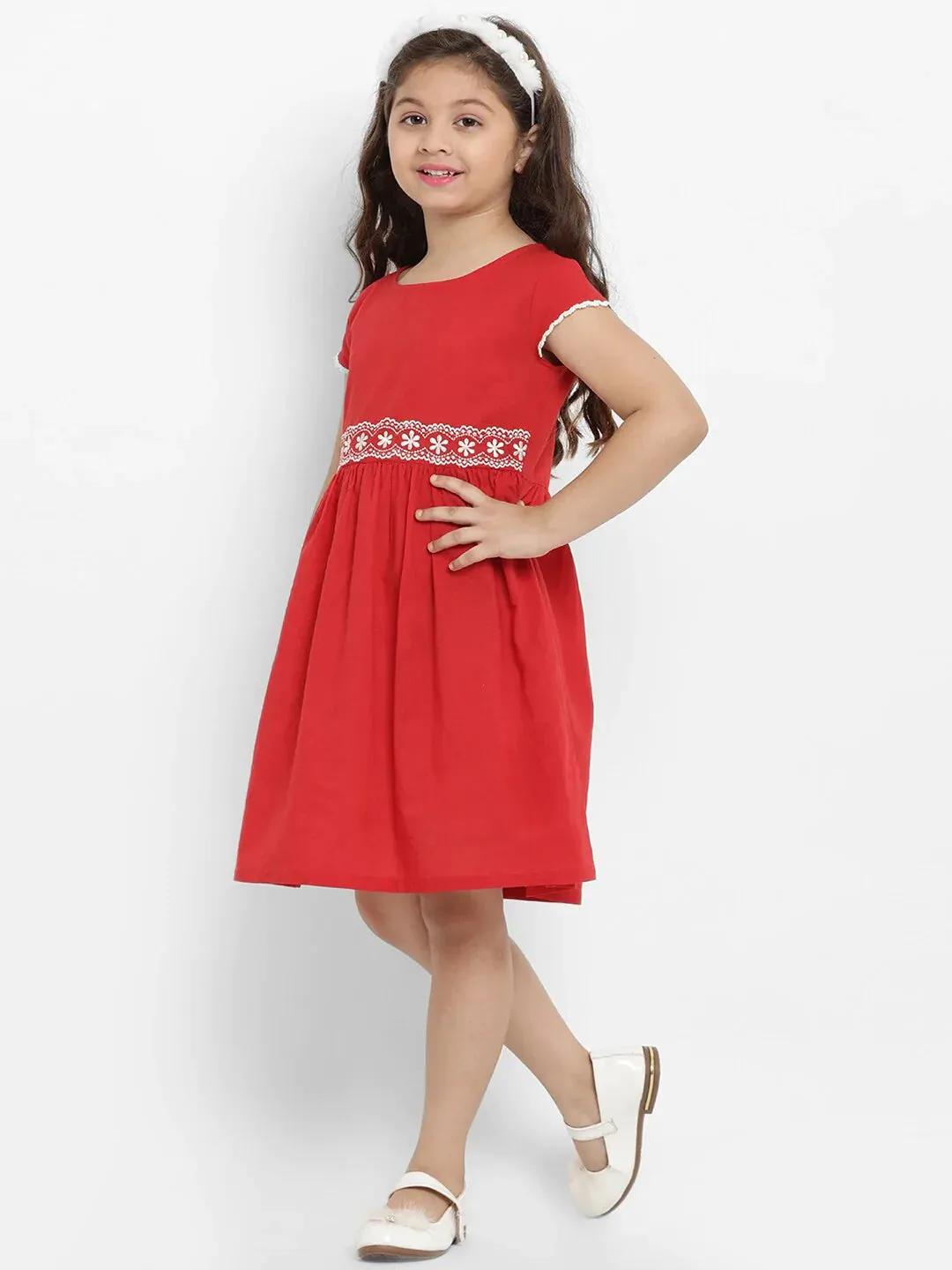 Girls Red A-Line Dress