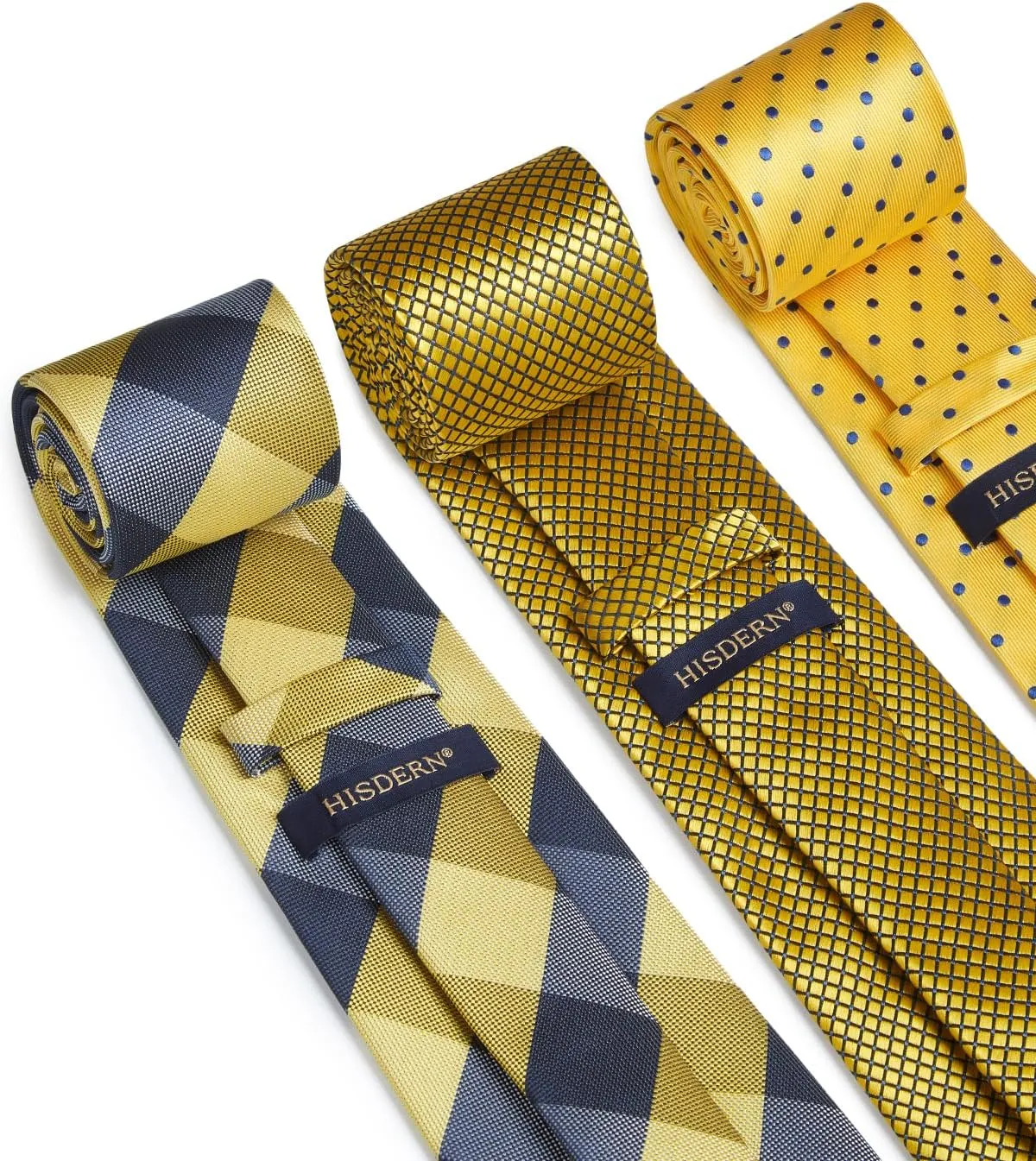 HISDERN Mens Ties and Pocket Square Set Business Elegant Ties for Men Classic Lot 3 Pcs Wedding Party Neckties & Handkerchief