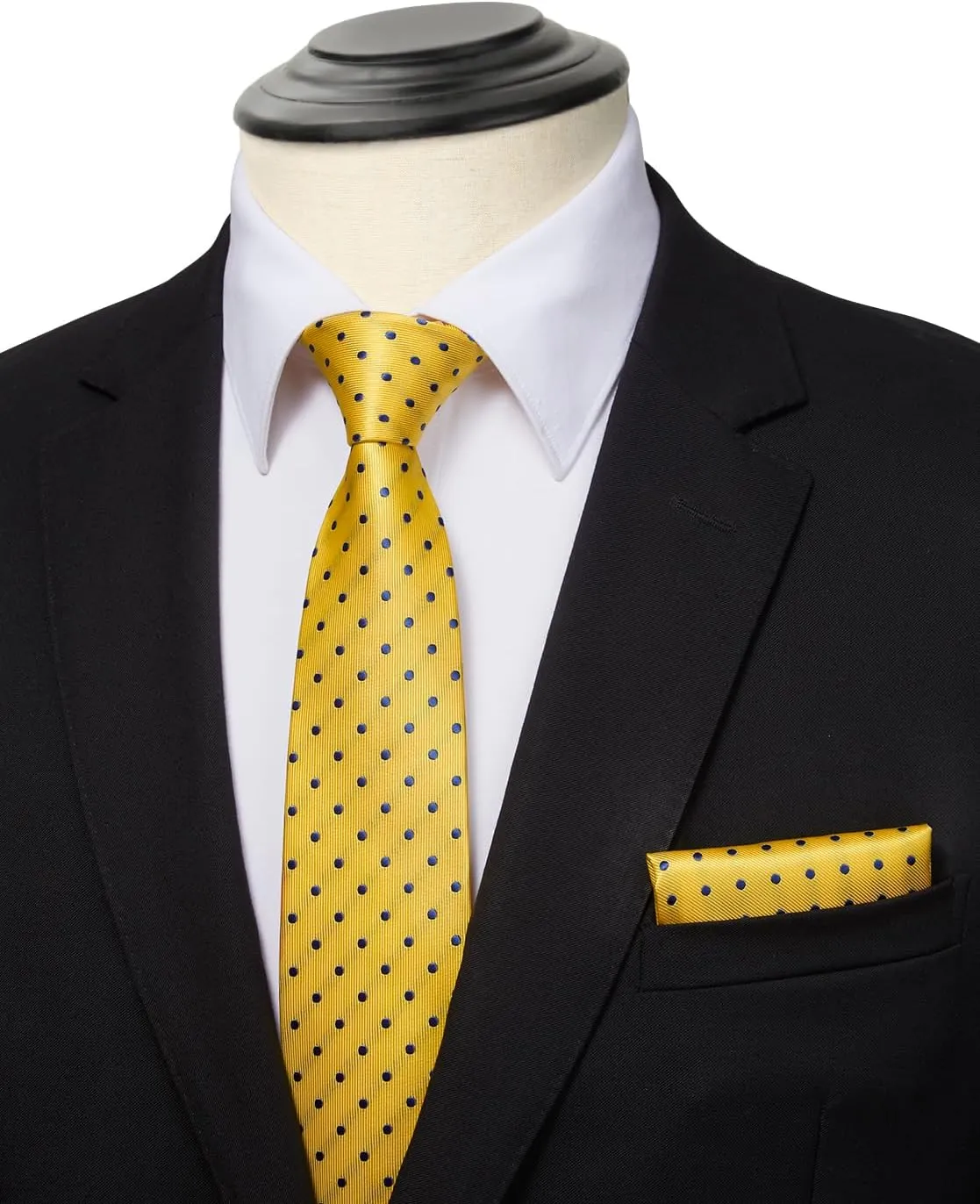 HISDERN Mens Ties and Pocket Square Set Business Elegant Ties for Men Classic Lot 3 Pcs Wedding Party Neckties & Handkerchief