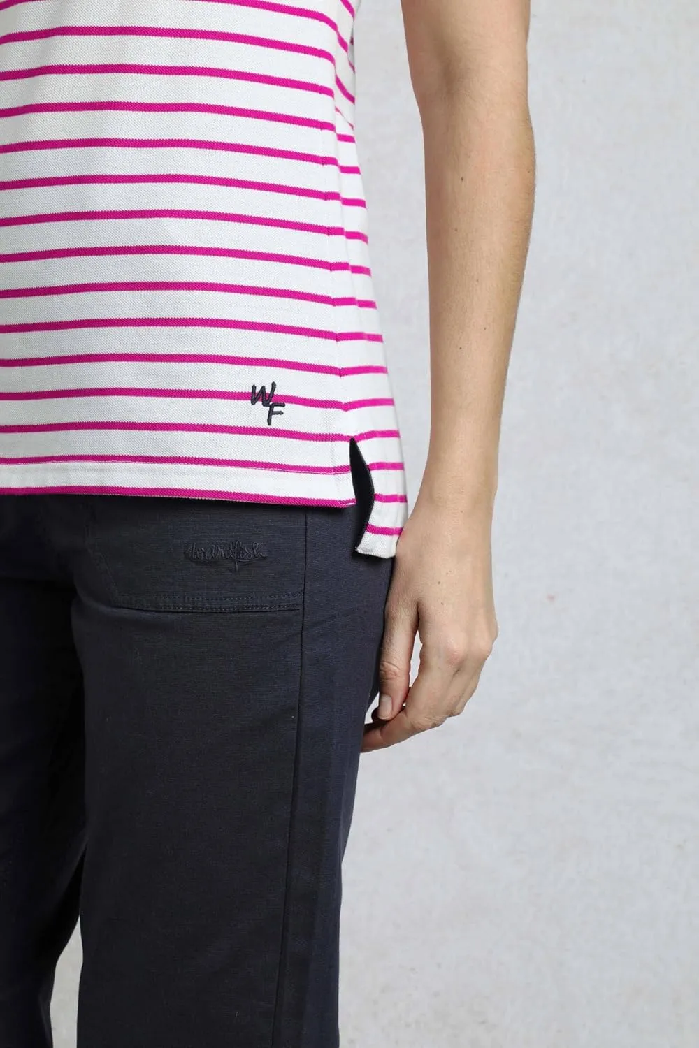 Janely Organic Cotton Pique Stripe Polo Shirt