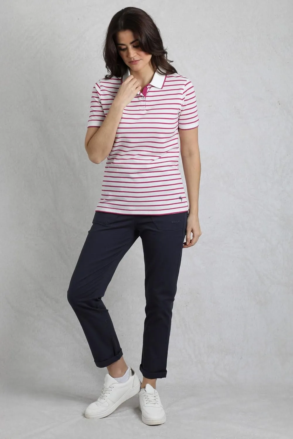 Janely Organic Cotton Pique Stripe Polo Shirt