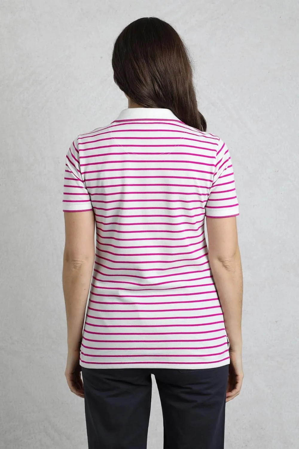 Janely Organic Cotton Pique Stripe Polo Shirt