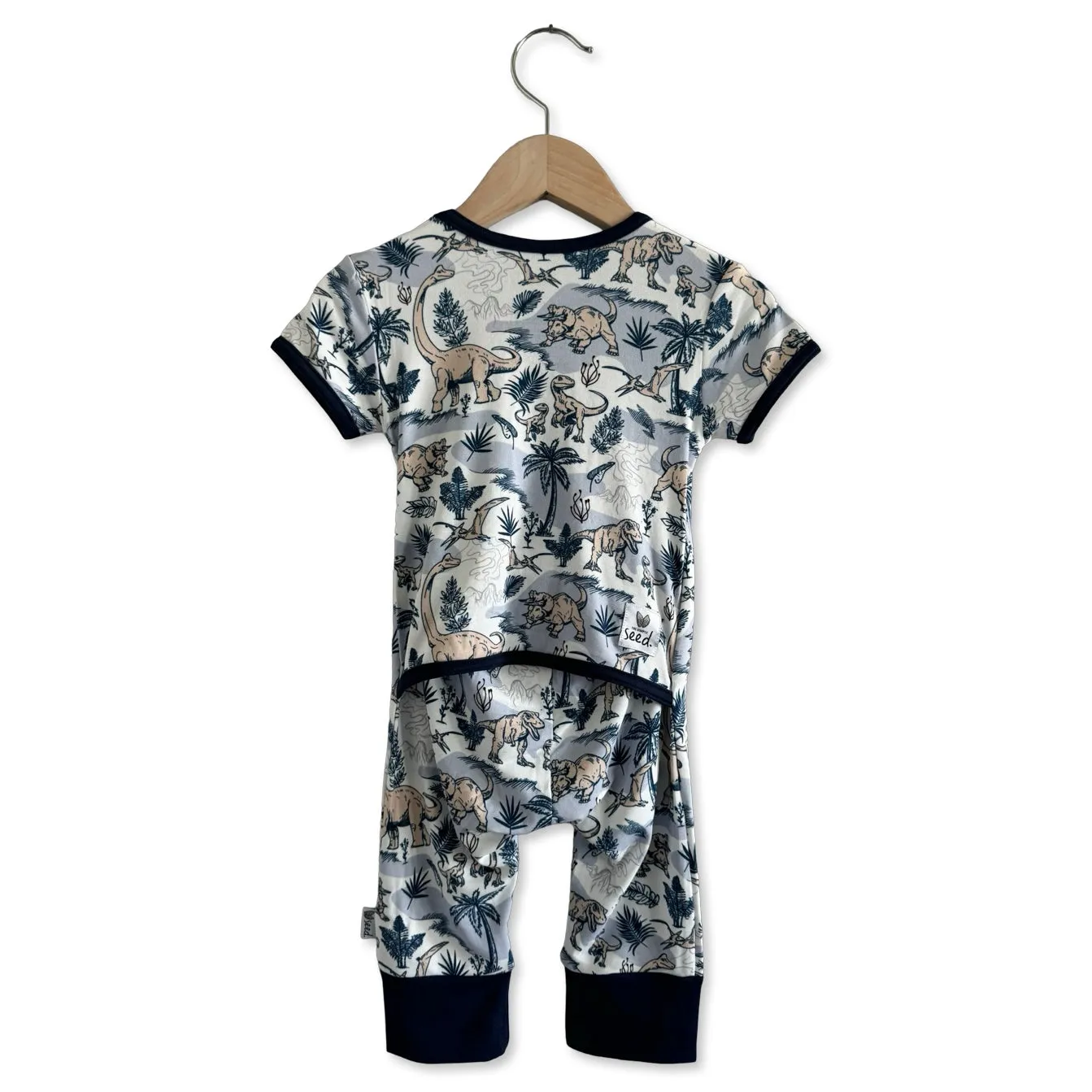 Jurassic Jungle Adaptive Tube Access Mini Ribbed Kid's Short Long Romper