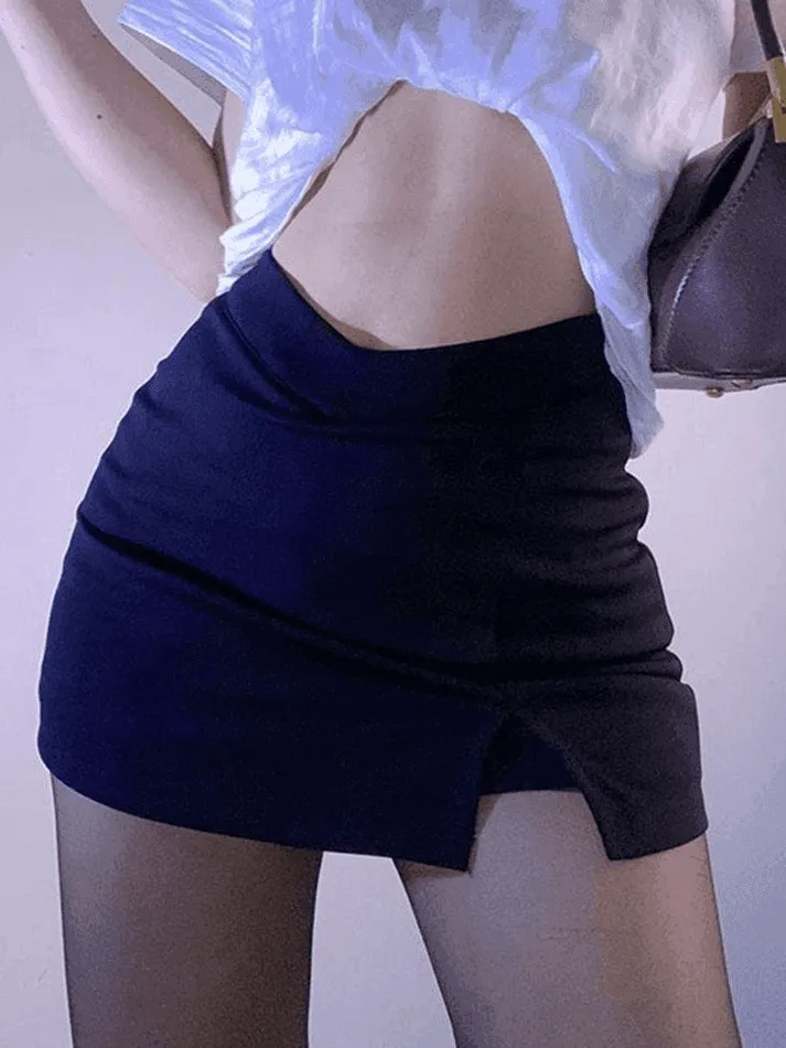 Lined Detail Split Cargo Mini Skirt