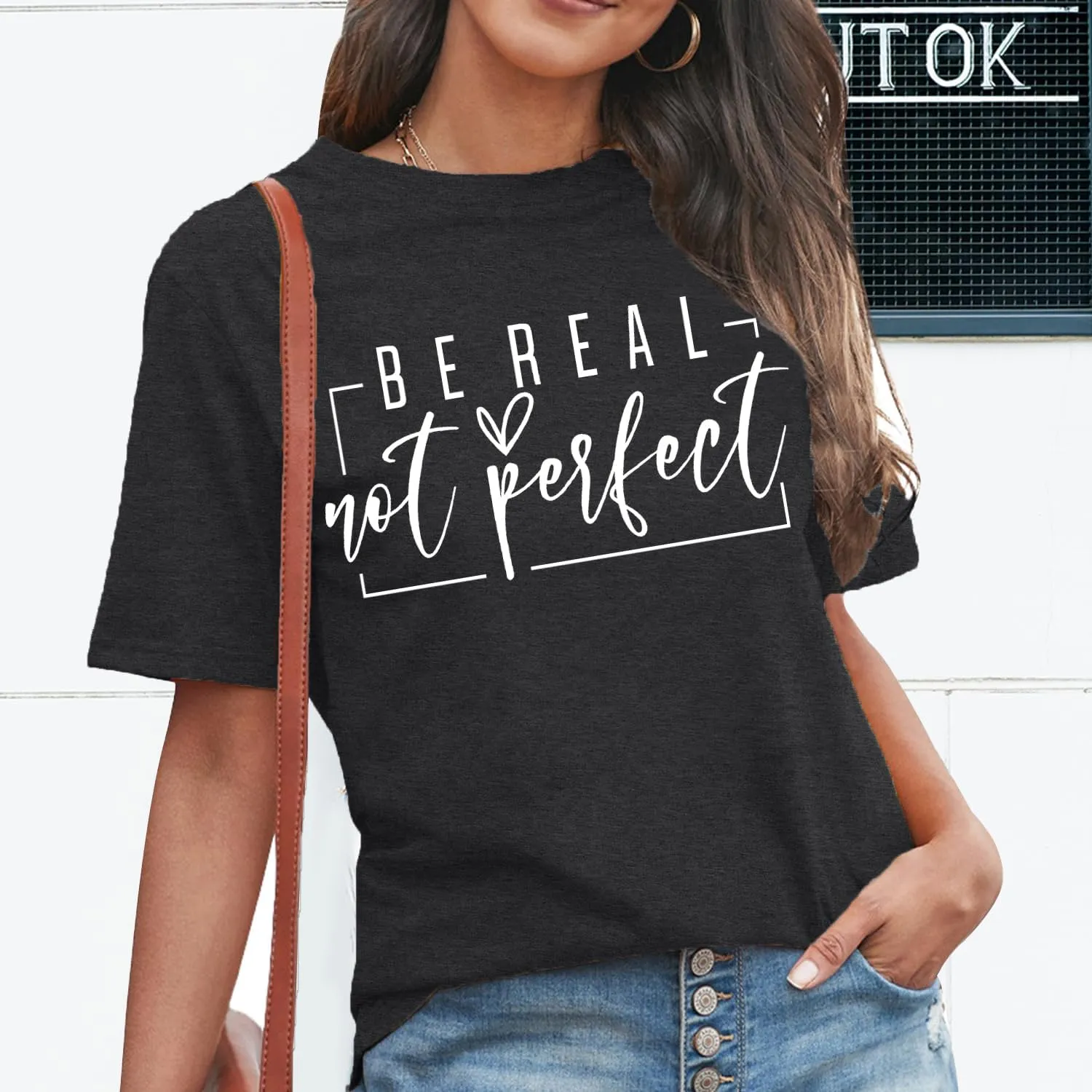 MAIHUN Womens Kindness Shirt Be Real Not Perfect Tshirt Inspirational Positive Short Sleeve