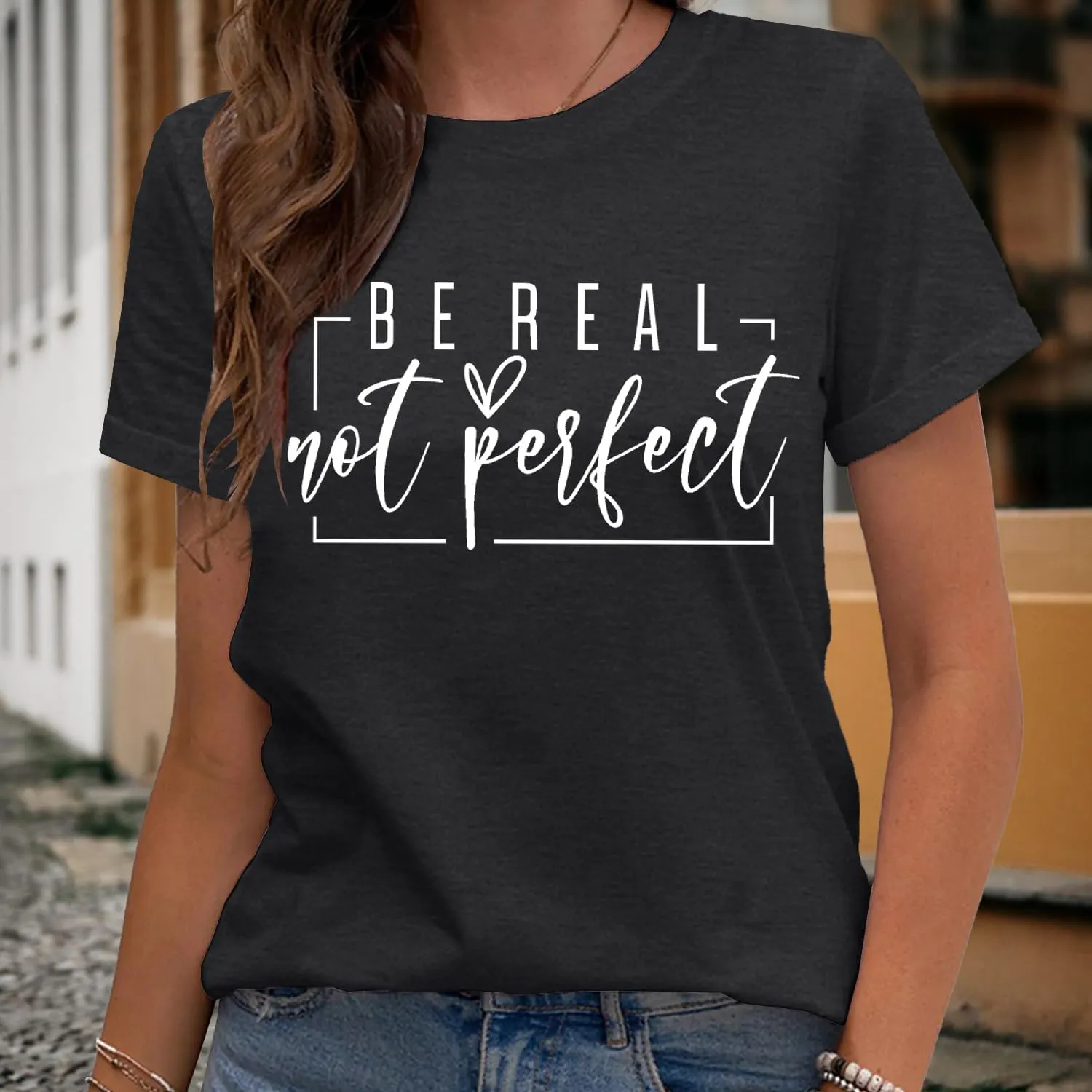 MAIHUN Womens Kindness Shirt Be Real Not Perfect Tshirt Inspirational Positive Short Sleeve