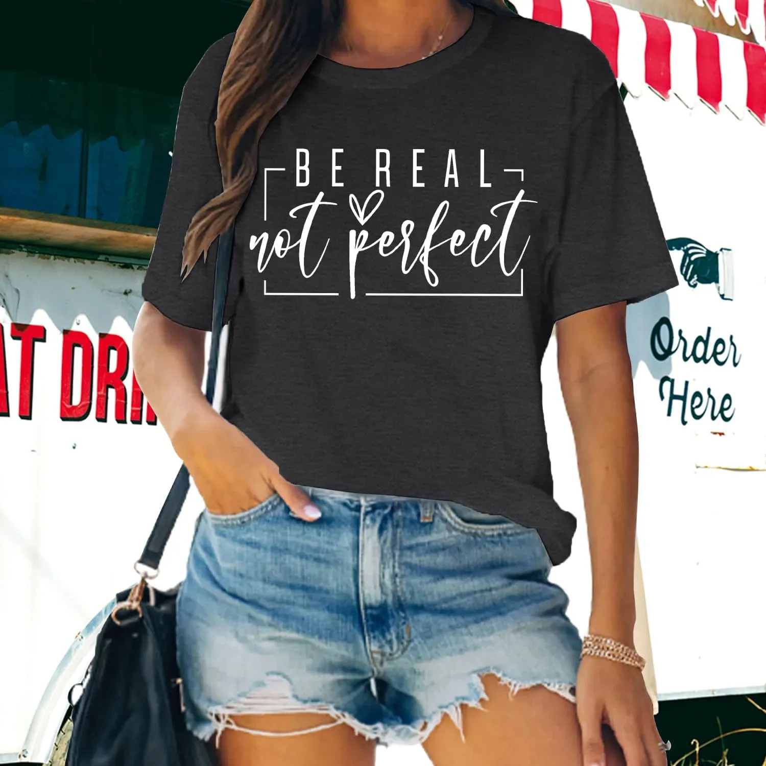 MAIHUN Womens Kindness Shirt Be Real Not Perfect Tshirt Inspirational Positive Short Sleeve