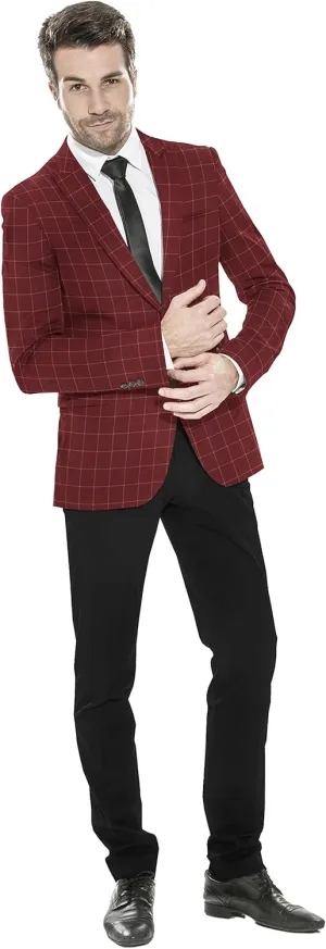 Men's Plaid Checked Blazer 2 Button Jacket Regular Long Sleeve Daily Fit Suit Business Lightweight Casual Sport Coat