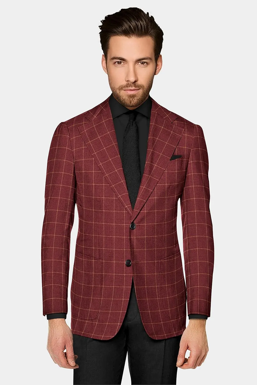 Men's Plaid Checked Blazer 2 Button Jacket Regular Long Sleeve Daily Fit Suit Business Lightweight Casual Sport Coat