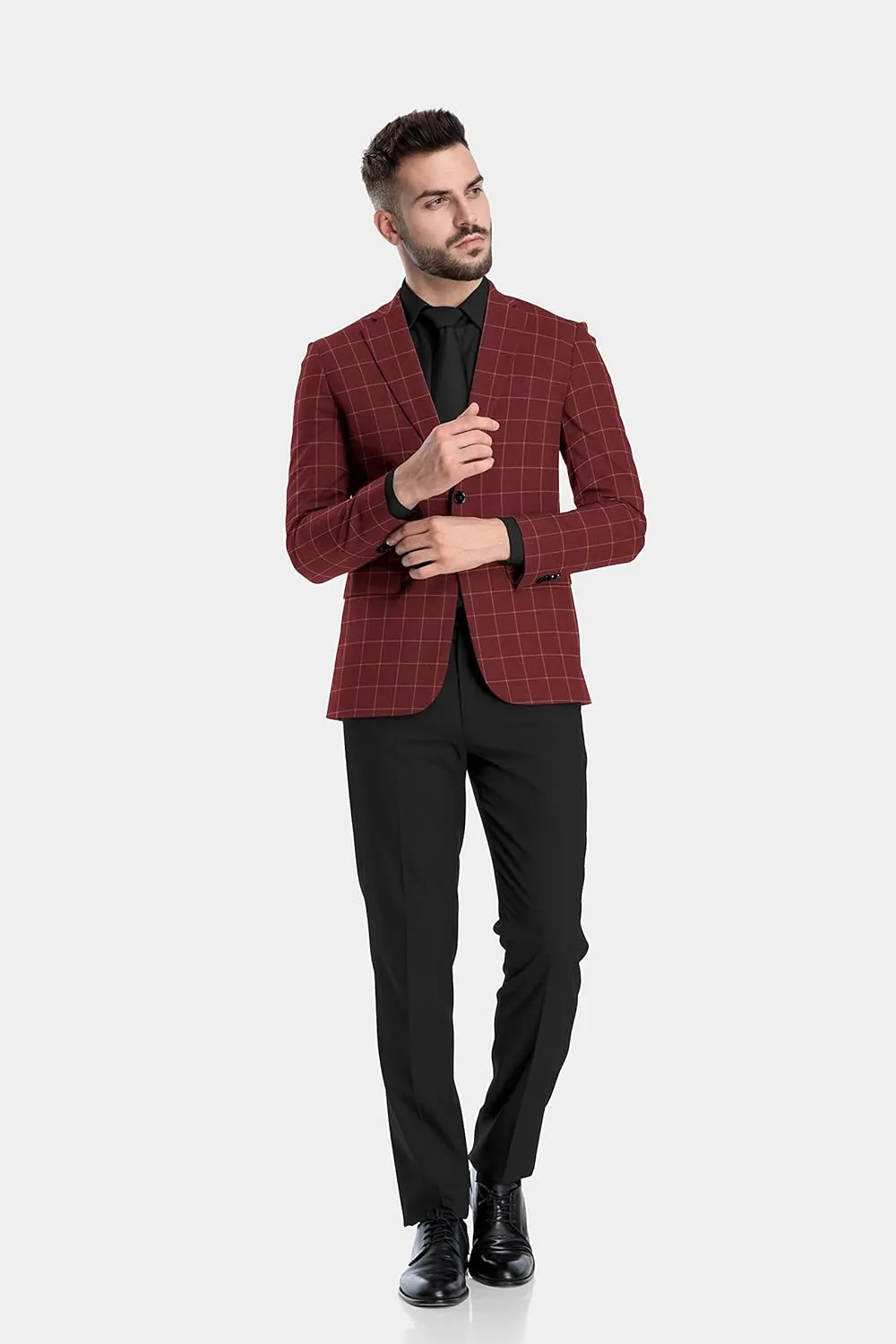 Men's Plaid Checked Blazer 2 Button Jacket Regular Long Sleeve Daily Fit Suit Business Lightweight Casual Sport Coat
