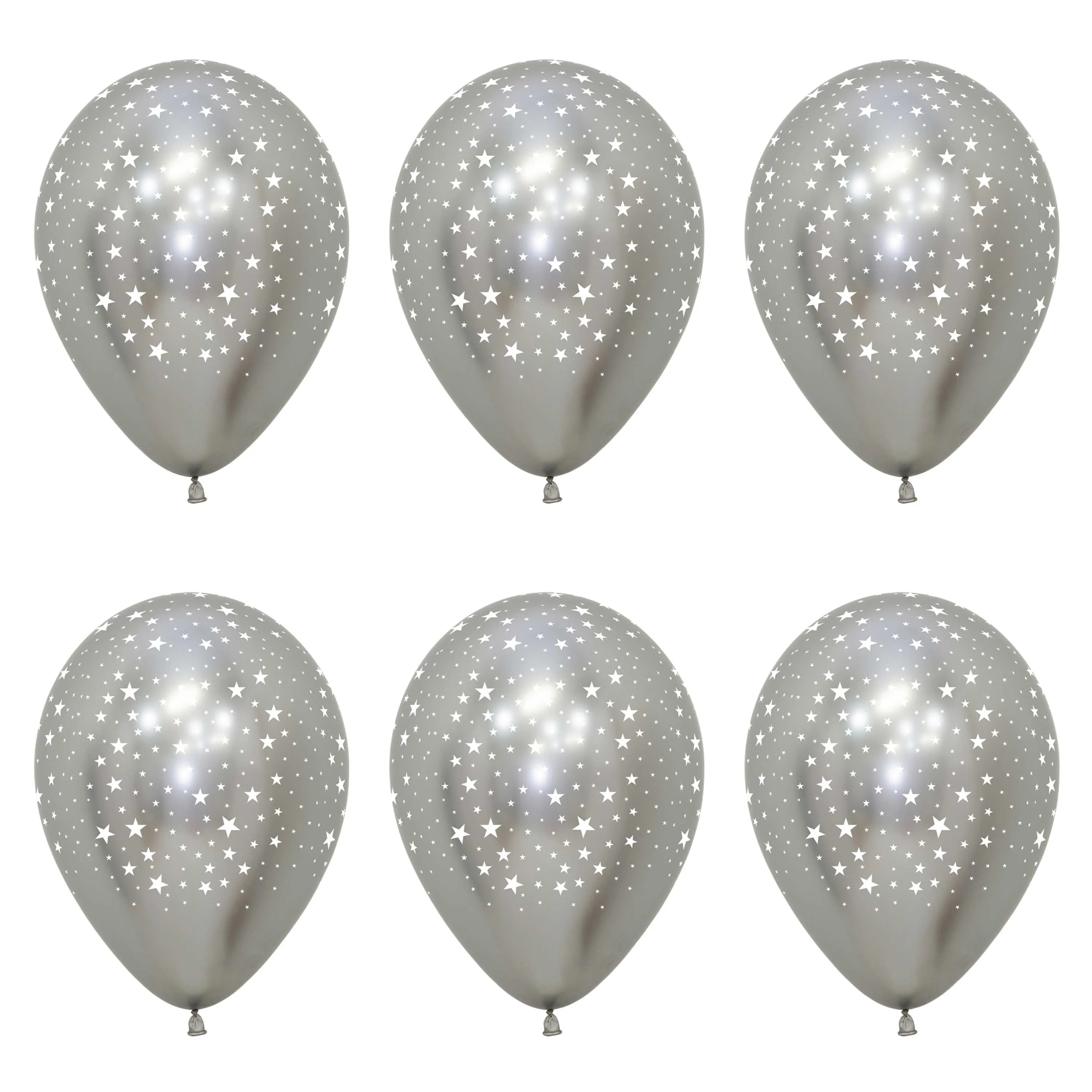 Reflex Silver Star Latex Mini Balloons - 6 Pkt