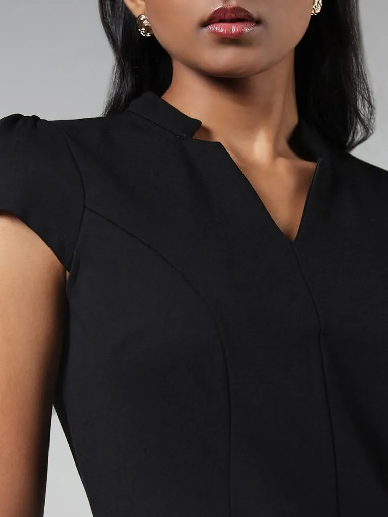 Wardrobe Solid Black Shift Dress
