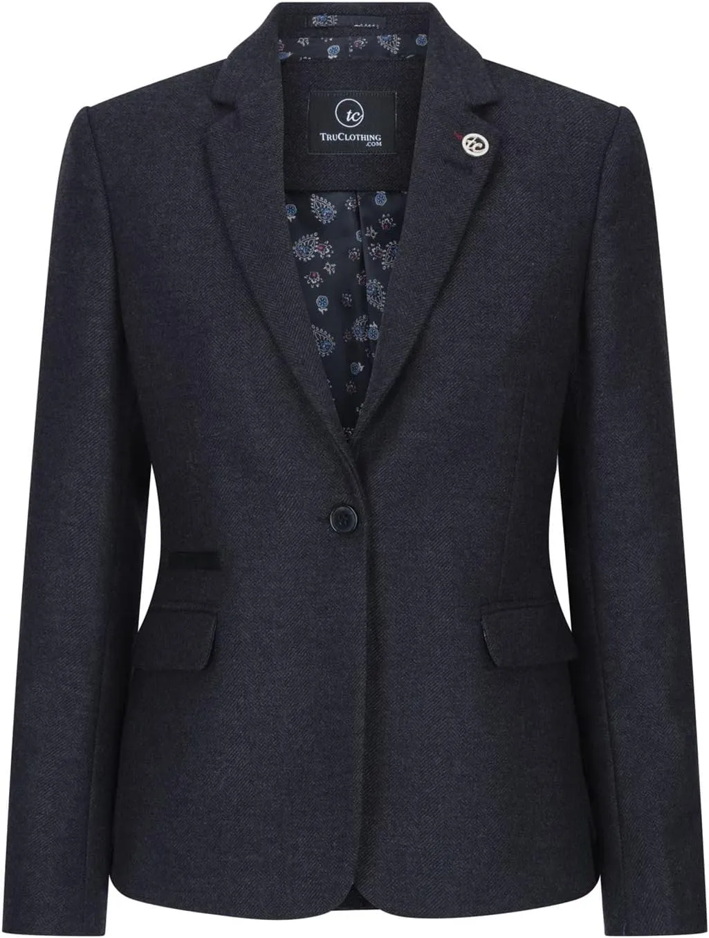 Women Blazer Tweed Herringbone Wool Classic Smart Casual Vintage Check 1920s