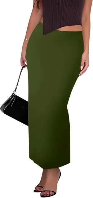 Women's Flowy Skirts Summer Casual High Waisted Ruched Maxi Long Bodycon Going Out Skirts, S-2XL